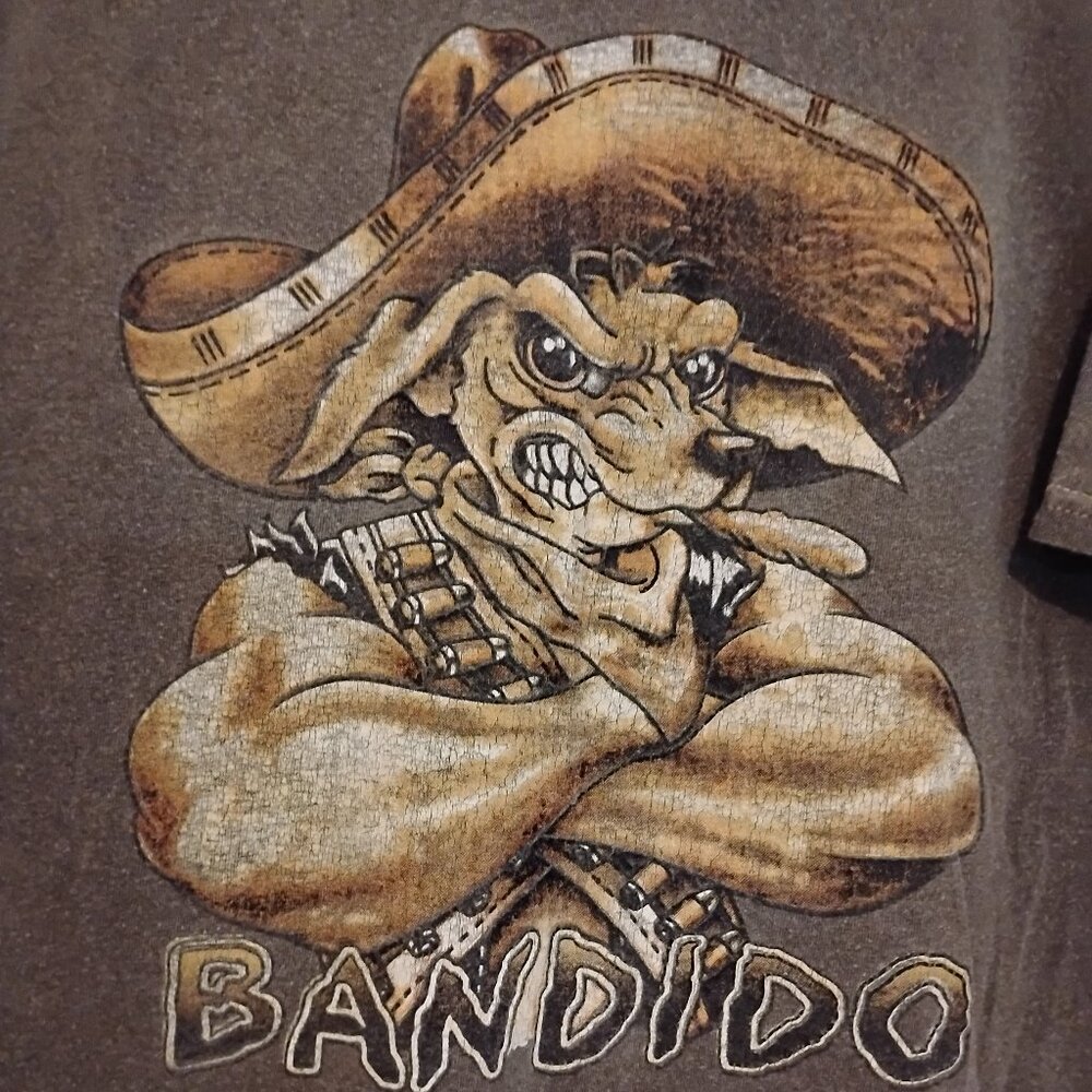Men's Brown Vintage XL Bandito Gangster Dog Puerto Aventuras T-Shirt Biker
